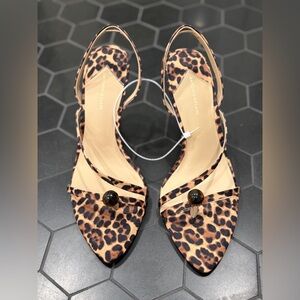 NWT Antonio Melani Ames Leopard Grosgrain Ornamented Toe Thong Dress Sandals